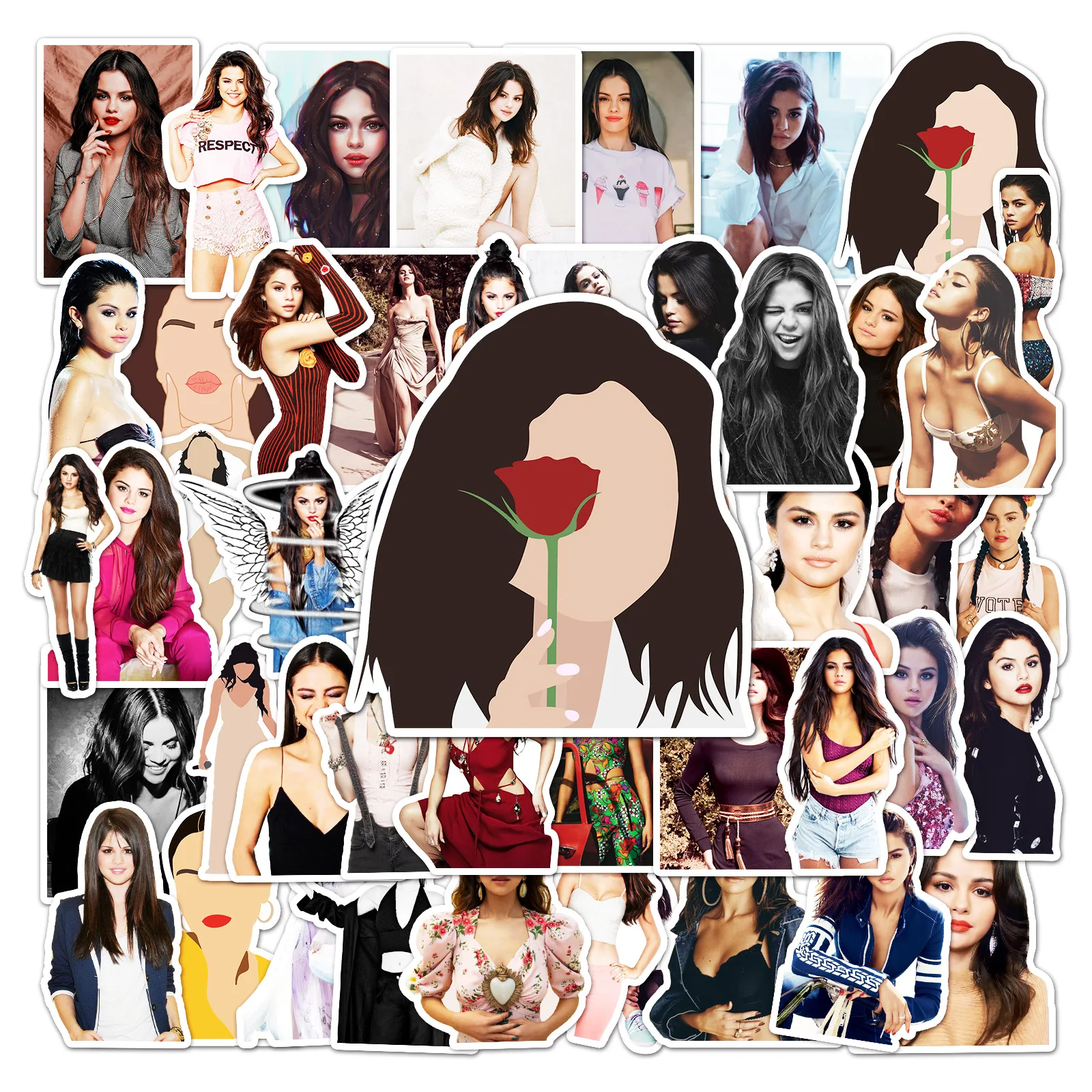 10/50PCS   Singer Selena Gomez Aesthetic Stickers Guitar Laptop Phone Cup Waterproof DIY Graffiti Sticker Decals Packs for Teens