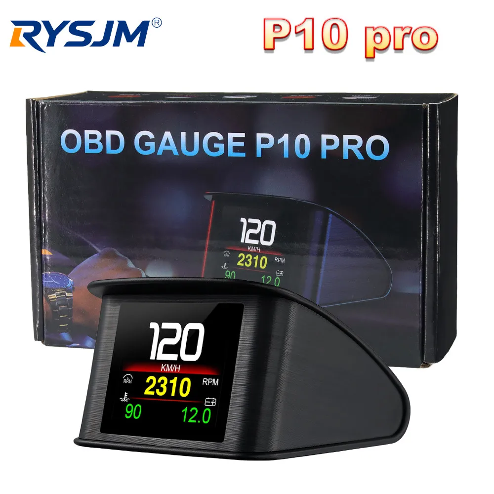 HD P10-PRO OBD2 HUD Auto Head-Up-Display Digitaler Tachometer Auto-Bordcomputer mit Geschwindigkeits-, Drehzahl-, Temperatur- und Spannungsalarm