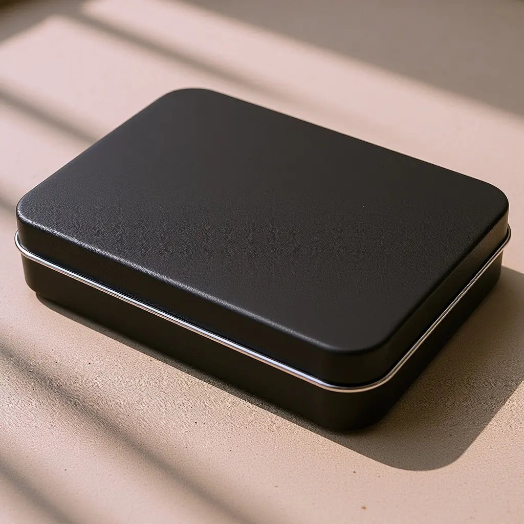 

Premium Rectangular Tinplate Can with Smooth Surface Rounded Edges Seamless Design Easy to Clean Metal Storage Box for Gifts