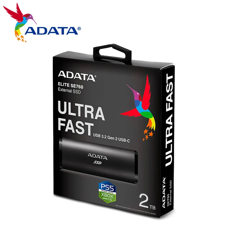 ADATA SE760 External Solid State Drive PSSD 512GB 1TB 2TB USB 3.2 Gen 2 Type-C USB 10Gbps High Speed Hard Drive SSD for PS5