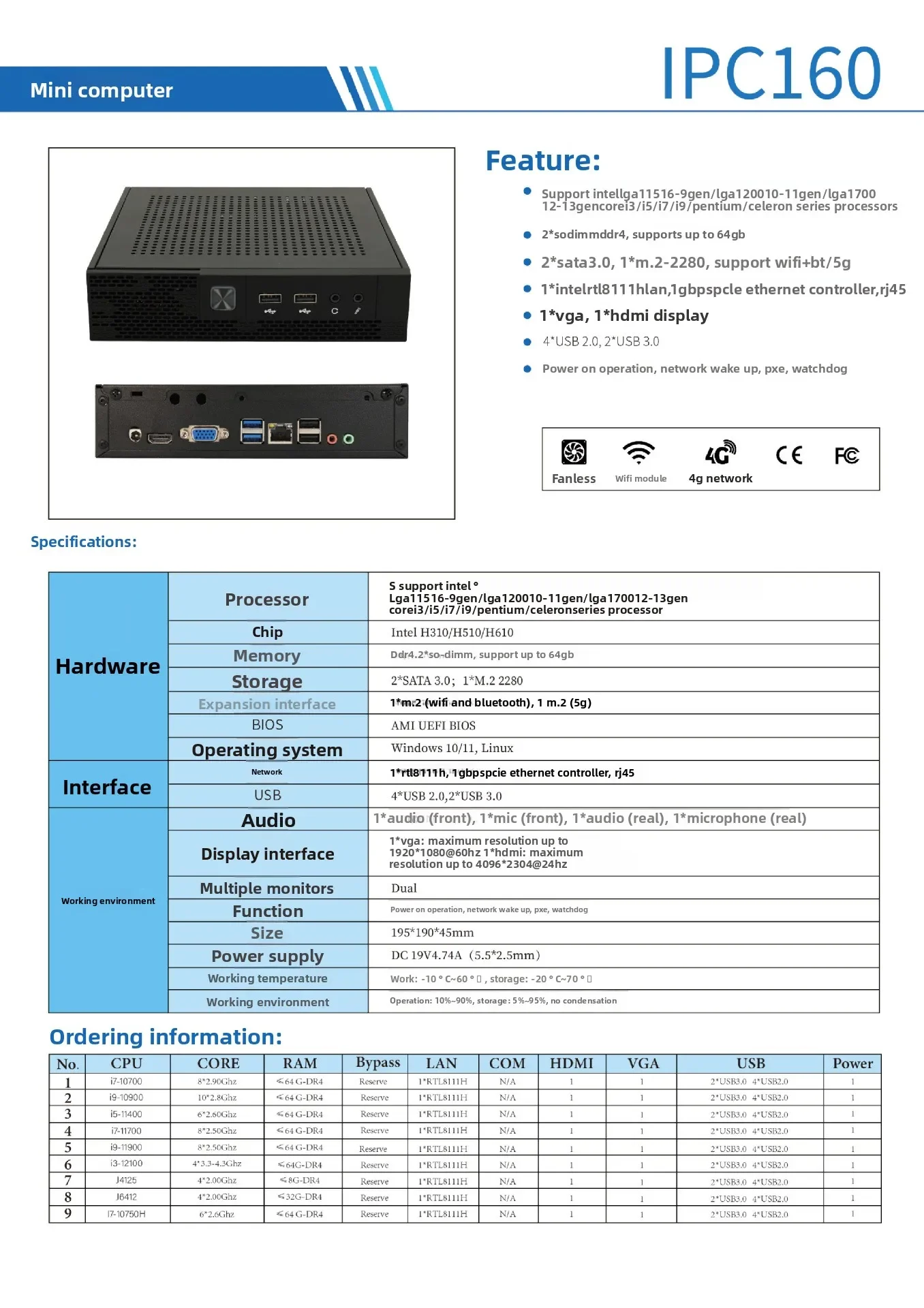 كمبيوتر مضيف صغير AMD R7 5700u 5300u 5800H miniPC Centos