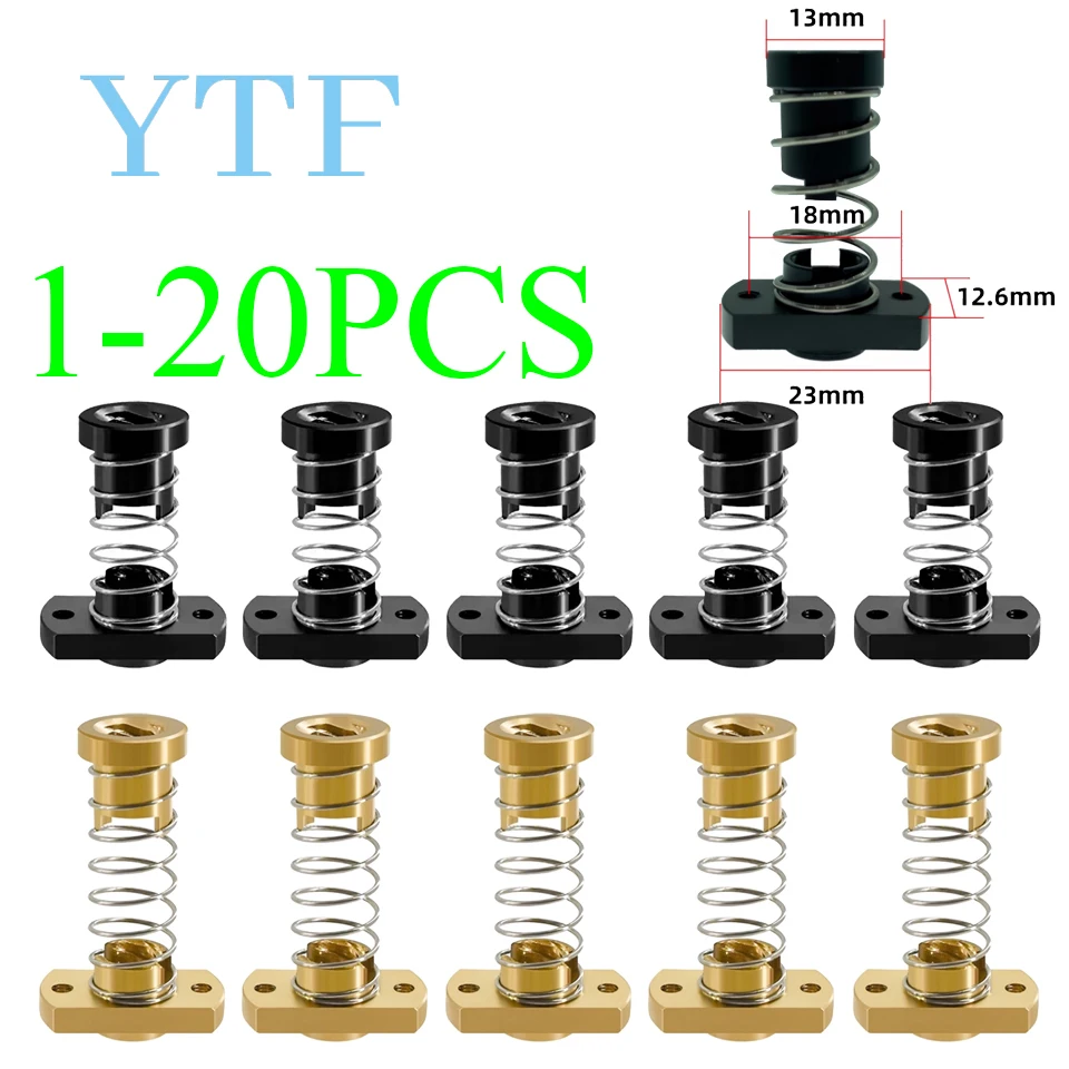 

1-20PCS T8 Anti Backlash Spring Loaded Z axis Nut Elimination Gap POM/Brass Nuts for Upgrade Ender 3 3s Pro V2 CR-10 3D Printer