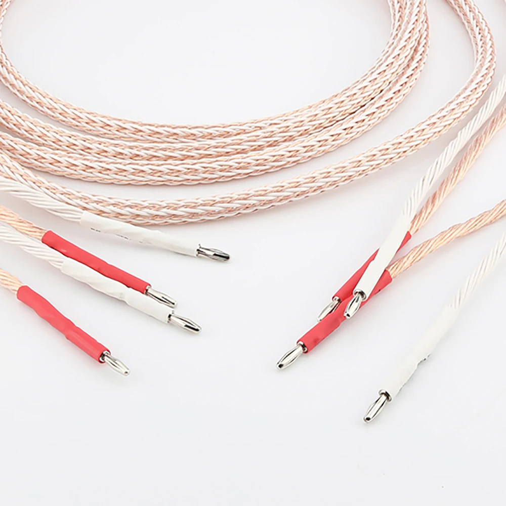 

Pair Audio Hi-end DIY HIFI Silver Plated Banana Y Shape Plugs 12TC 24 Core Speaker Cable Cord Wire