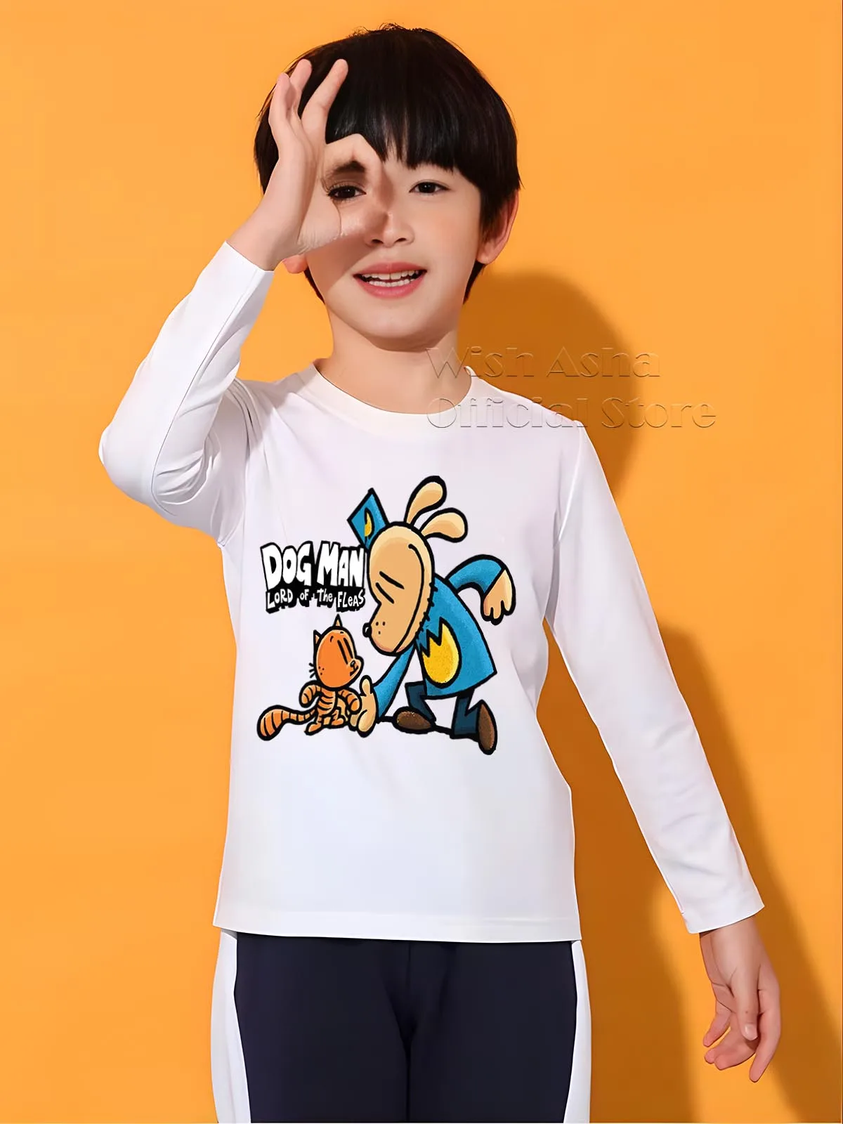 Kids Dog Man Long Sleeves T-Shirt Festival Gifts Merch Lover Captain Underpants World Book Cotton Long Sleeves Wish Asha Clothes