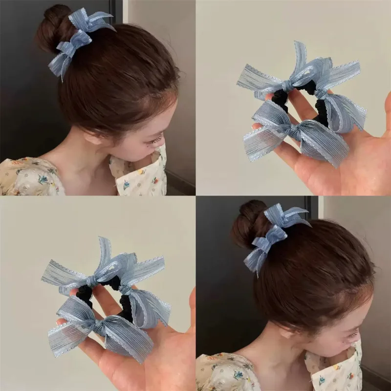 

Корейская универсальная простая и милая повязка для волос для девочек, высококачественный кружевной бант, диск для волос, кольцо для тонкой кишки, объемный головной убор для волос