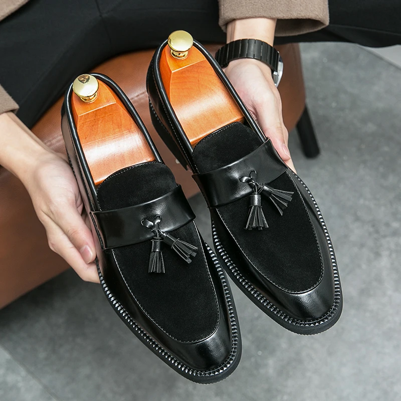 

2023 Urban Fashion Classic Fringed Leather Shoes for Men Elegance Business Office Shoes Rubber Anti-slip Design Driving Shoes