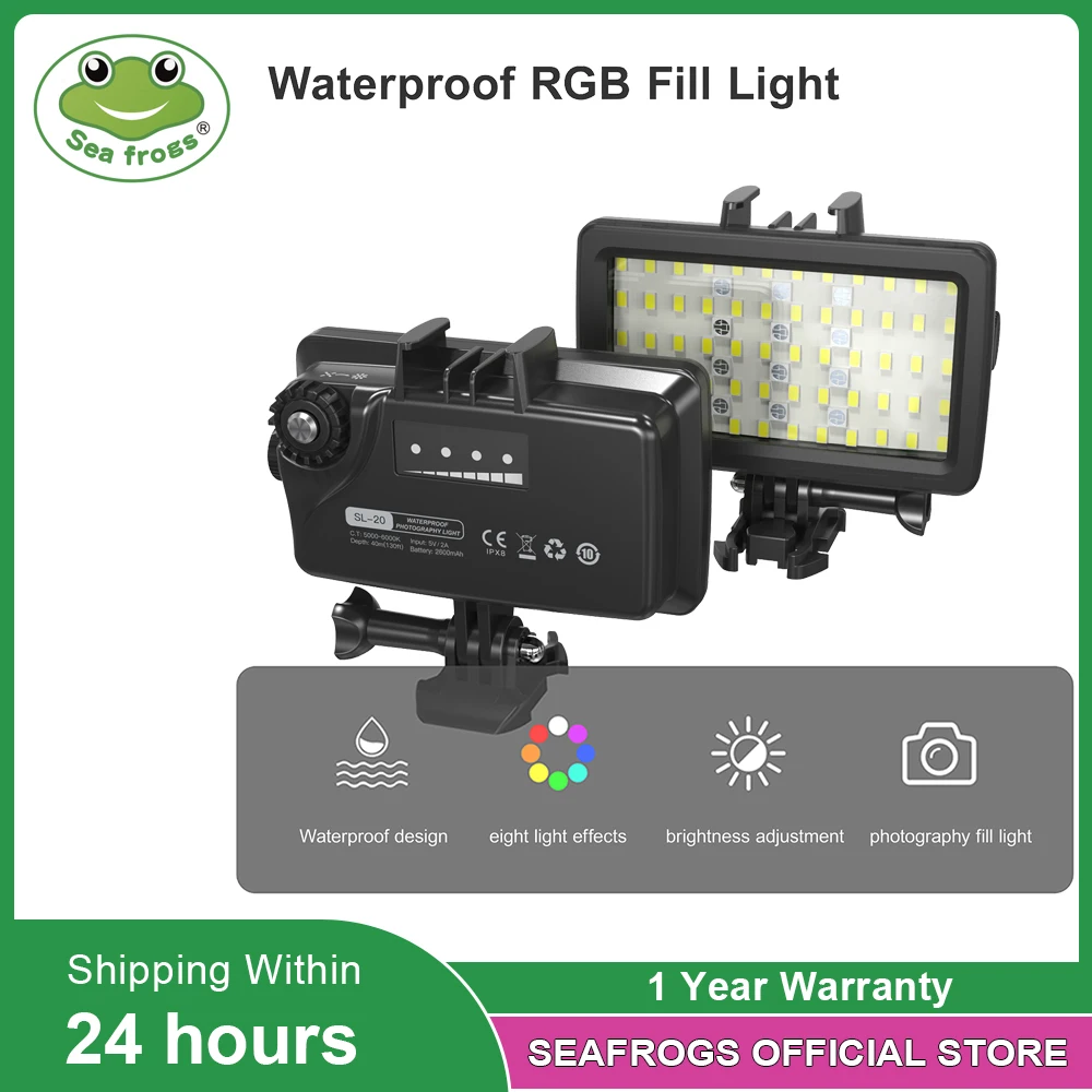 

40Meter130ft Waterproof RGB Fill Light For Gopro Photography Lightting Brightness Adjustment With Type-C Charging Line