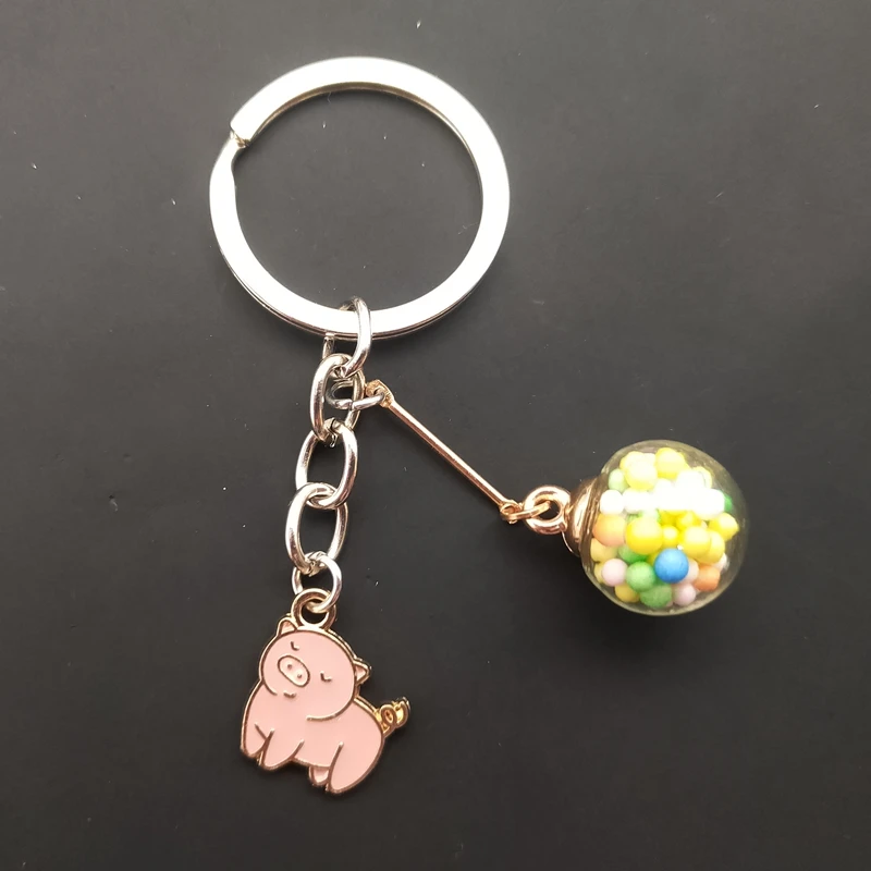 Korea cute piggy charm keychain enamel car pendant cute piggy jewelry kids small gifts couple key ring bag accessories