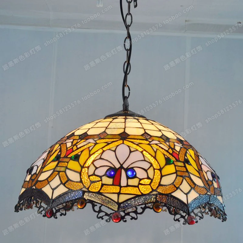 18-inch American Fashion Color Chandelier European Style Tiffanylamp Glass Lamps Bar Cafe retro nostalgia Lighting vintage light