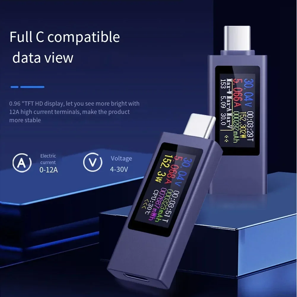 حزمة من 2 نوع-C جهاز قياس الجهد الكهربائي 2302C 240 واط شحن متر الجهد الحالي متر 2 صفحات عرض لتعزيز الوظيفة #4