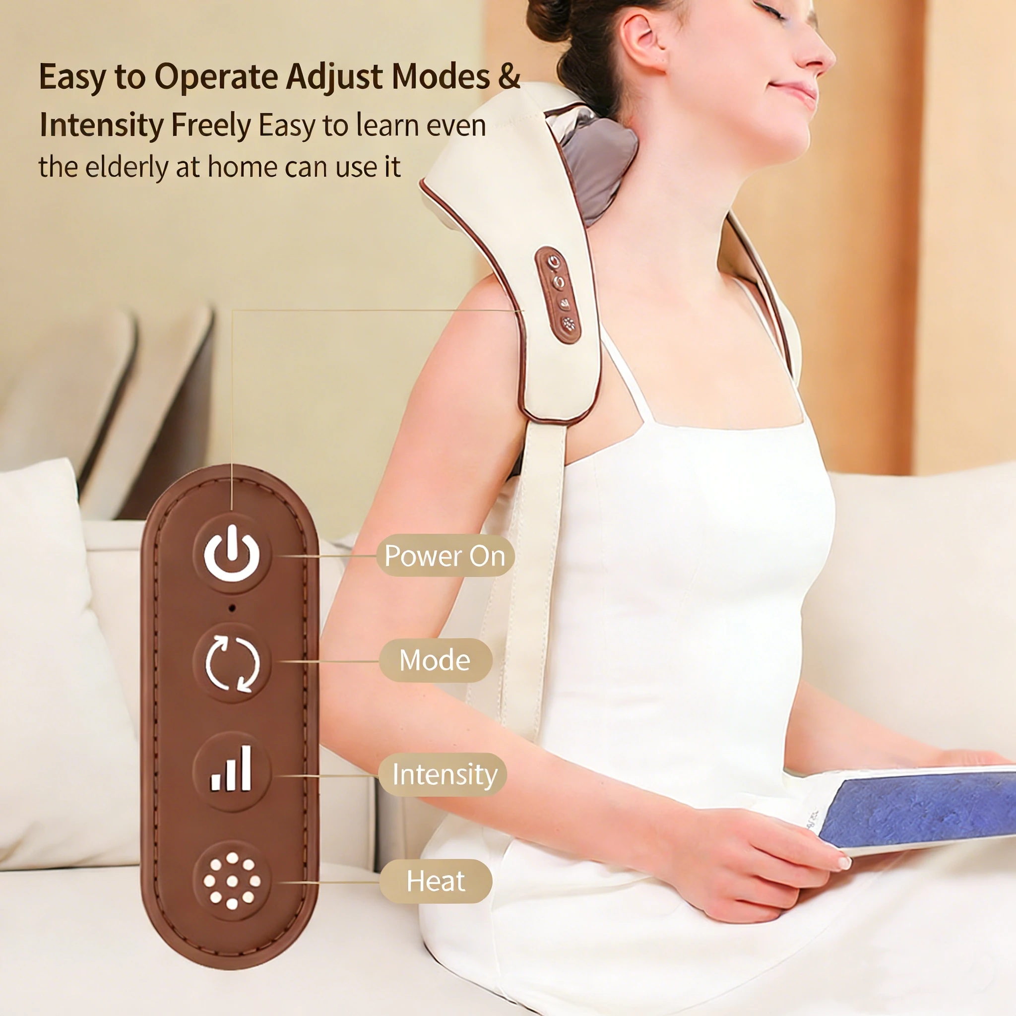 Neck Massager with Heat, Cordless Neck and Shoulder Massage, Rechargeable Shiatsu Kneading Massager for Pain Relief Deep Tissue