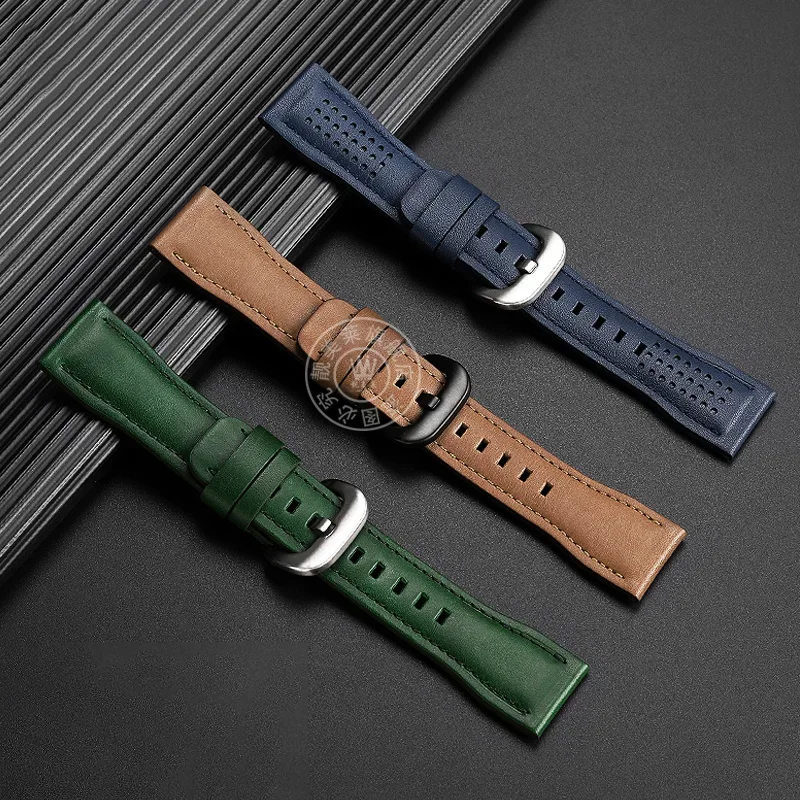 Cowhide Wristband for Sevenfriday Watch T1 T2 T3 Series Watch Strap 26mm Men's Wristband Bracelet Accessories brown green strap