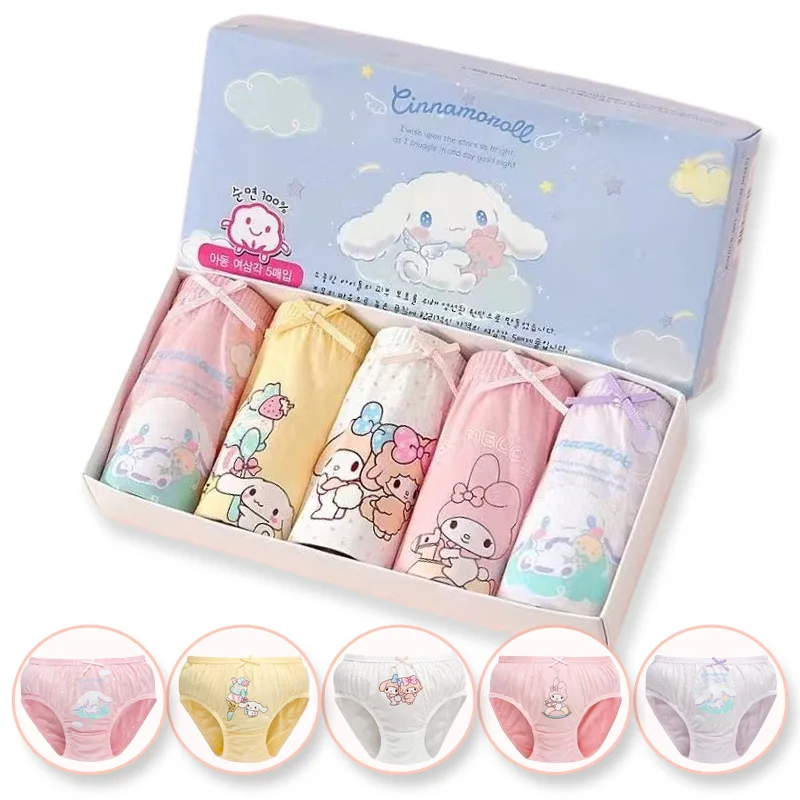 5Pieces/Box Kids Girls Panties Lovely Cinnamoroll Children Triangle Underwear Soft Cotton Boxed Briefs For Girls 2-14 Years old