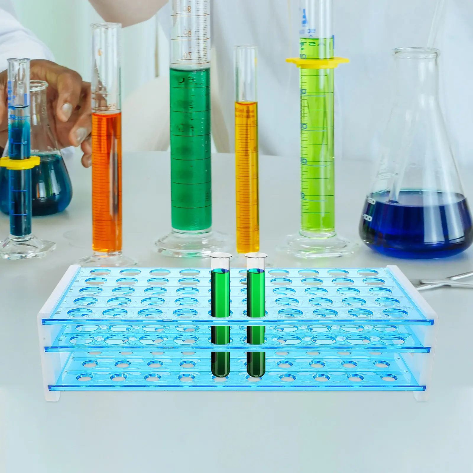 50 Holes Test Tube Rack Lab Accessories Large Capacity Plastic Tube Organizer For Science Experiments Vial Rack Laboratory