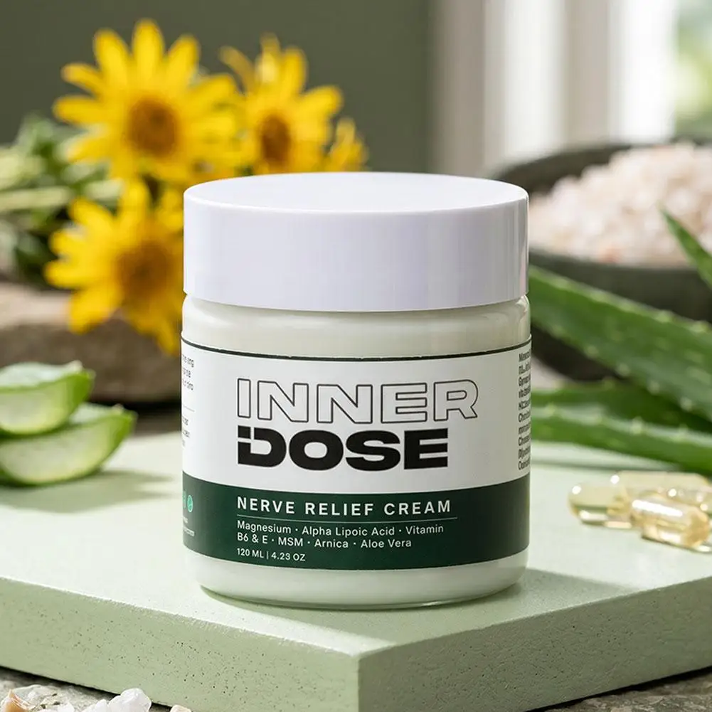 Inner Dose Nerve Relief Cream 120ml Magnesium Lotion, Deep Moisturizing Massage Cream Soothe Muscle Knee Discomfort Body Care ﻿