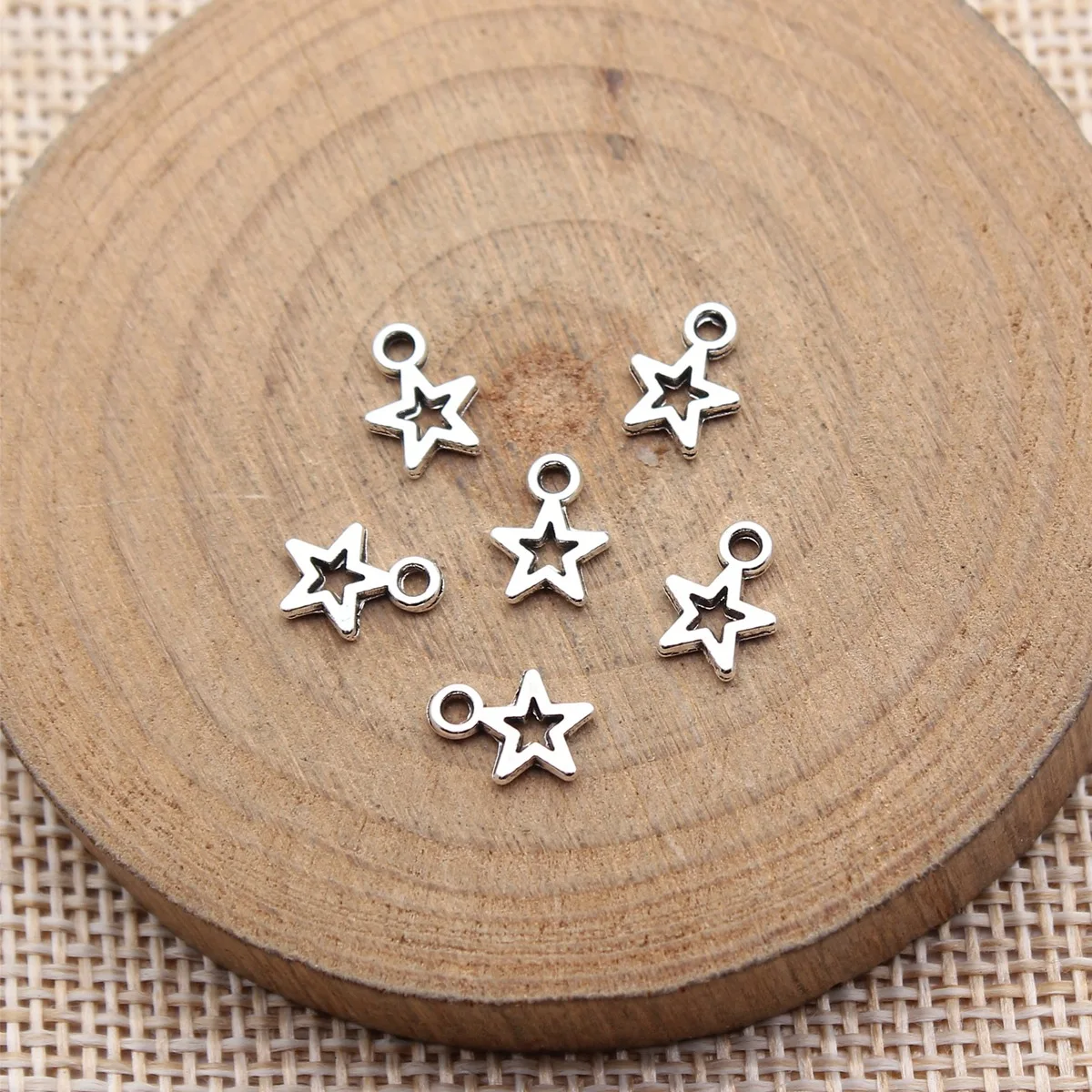 80pcs 8.5x6.2mm(0.33x0.24inch) Antique Silver Color Star Charms Pendants DIY Jewelry Making Accessories