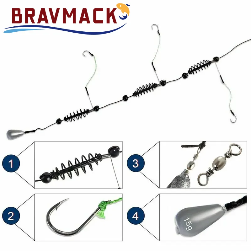 BRAVMACK Welsköder-Set: 1-teiliger Angelhaken, Künstlicher Köderkäfig, Fischfütterer, Köderhalter, Anzol Peche Karpfenangel-Zubehör, Widerhakenhaken – Detail 3