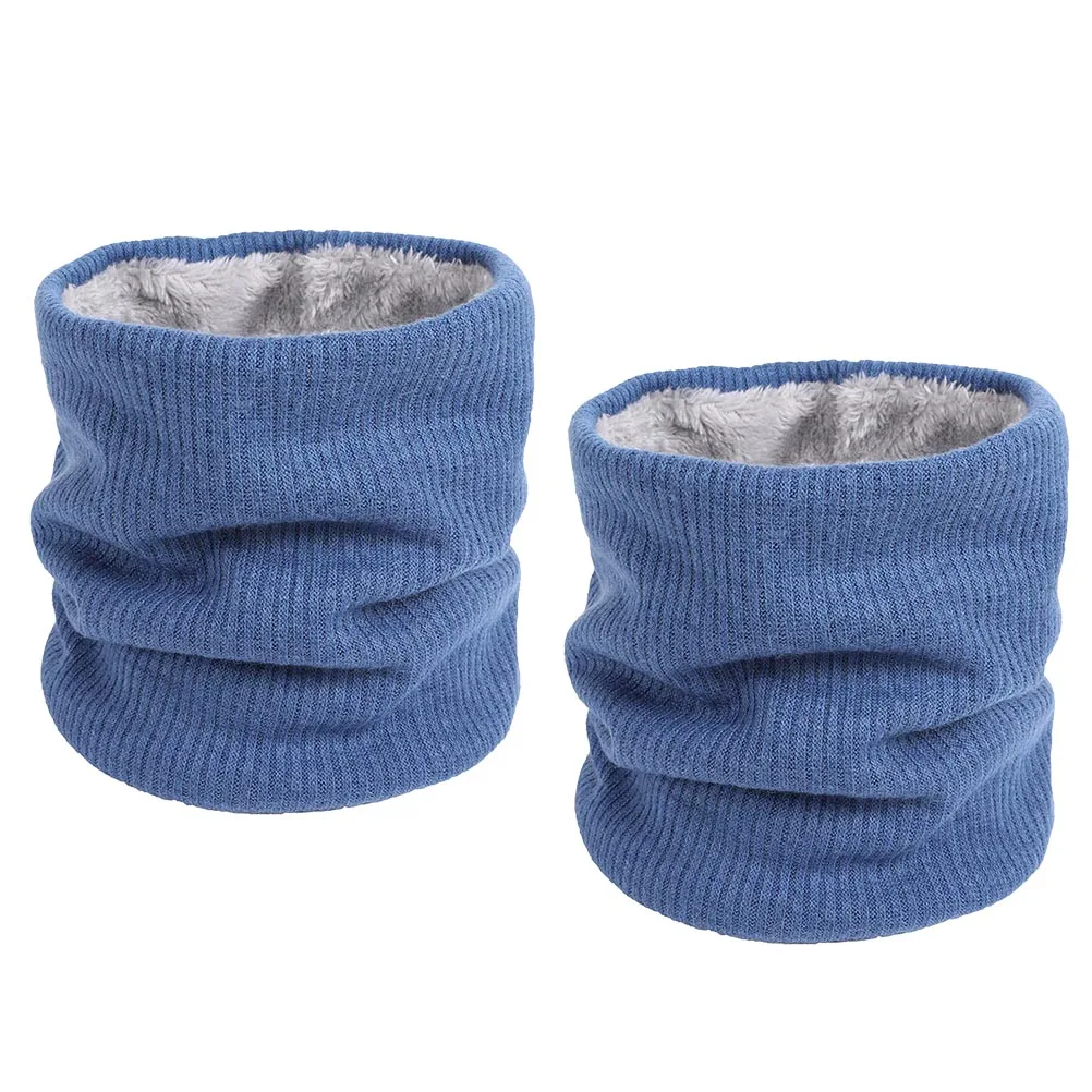 

2pcs Autumn Winter Thick Neck Warmer Loop Lanital Lined Circle For Women Girls Blue Warm Knitting Collar Scarf Warm Neckerchief