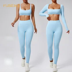 FUBEIKE Yoga Suit For Women Nude Feel Tight Yoga Suit Seamless High-Waist Quick-Drying Running Sports Workout Fitness Clothing