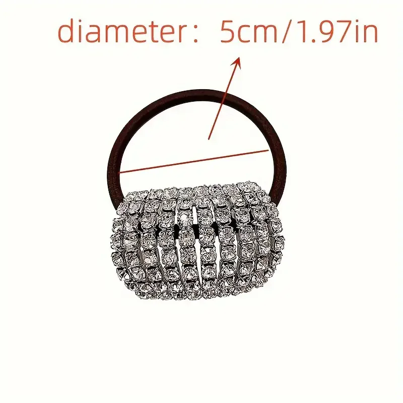 Sparkling rhinestone decoration hair ring elastic headband ponytail holder retro fashion hair clip for women and daily use