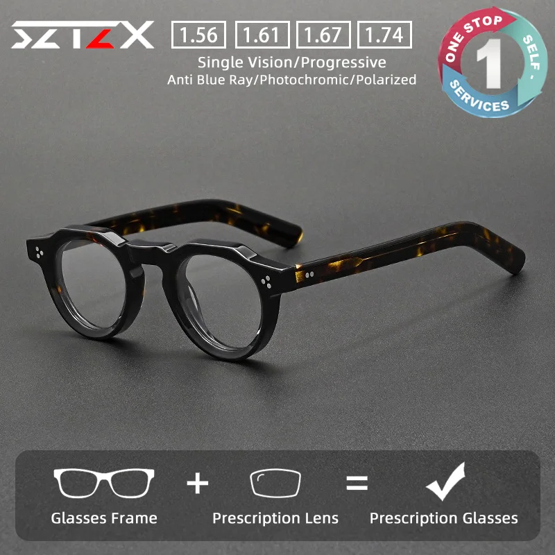 Lunettes de vue colorées à petite monture SZTZX, bloquant la lumière bleue, en acétate, pour myopie, lunettes de lecture progressives
