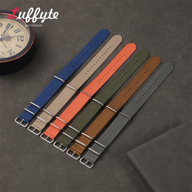 Ribbed Nylon Watchband Nylon Watch Strap 18mm 20mm 22mm Watchband Accessories for Military Watch Band Bracelets