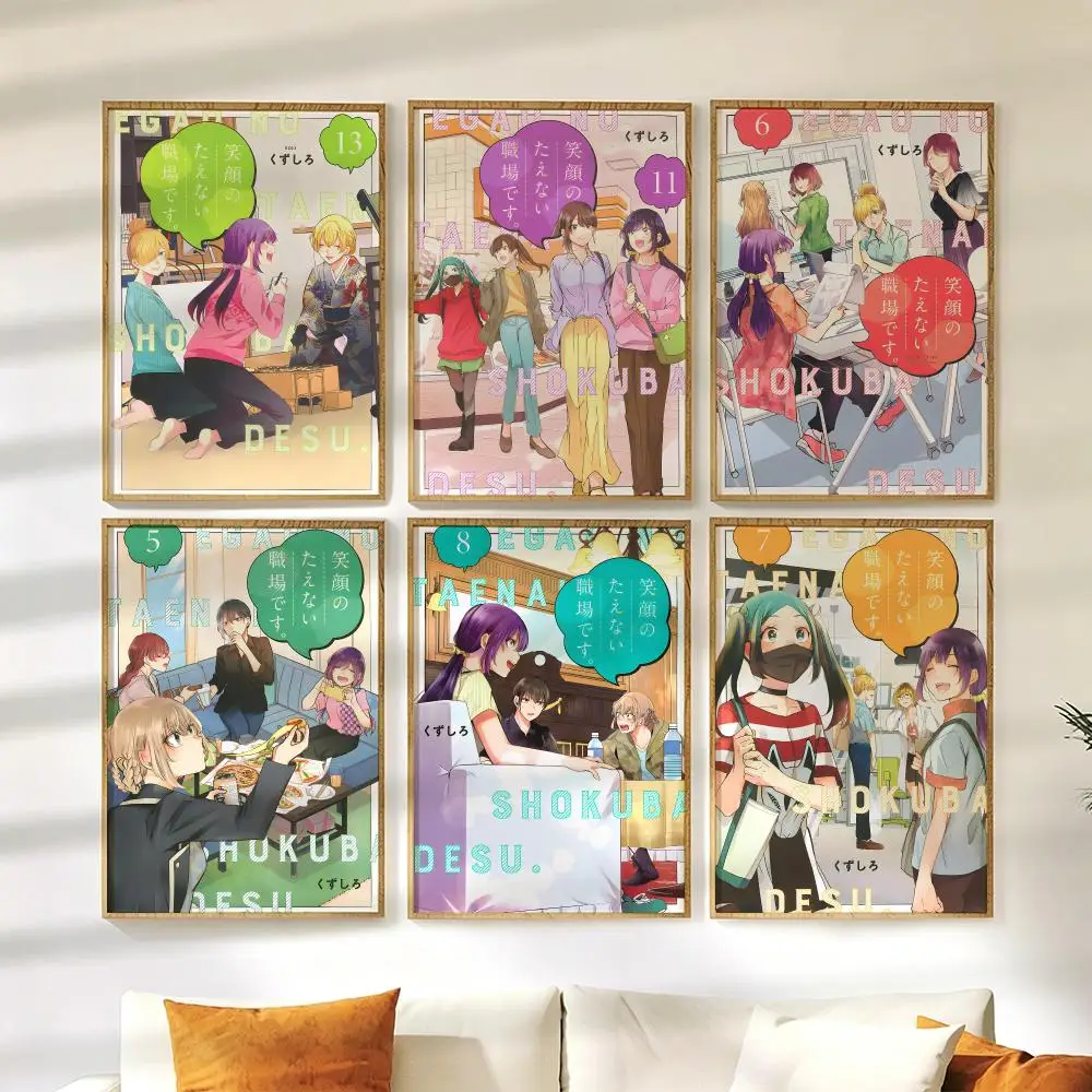 This is a W-Workplace Where You Can't Help But Smile Poster Wall Stickers HD Painting Self Adhesive Art Decals for Home Decor