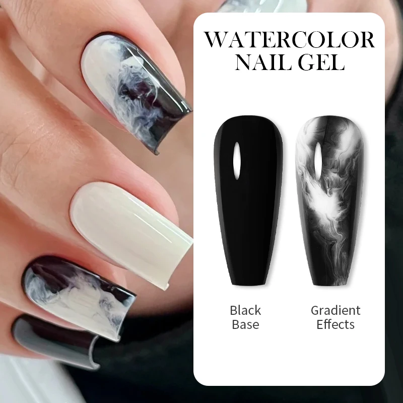 BORN PRETTY Watercolor Nail Ink White Nail Polish Blossoming Effect Nails Art Design Natural Air Dry Nail Art Varnish Manicure