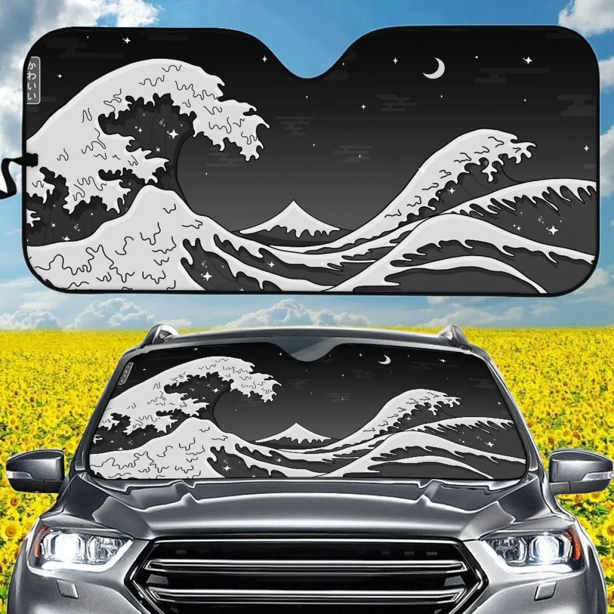 Night Sky Sea Wave Pattern Car Sun Shade for Woman Men Comfort Material High Quality Washable Windshield Covers Soft AUTOSHADE