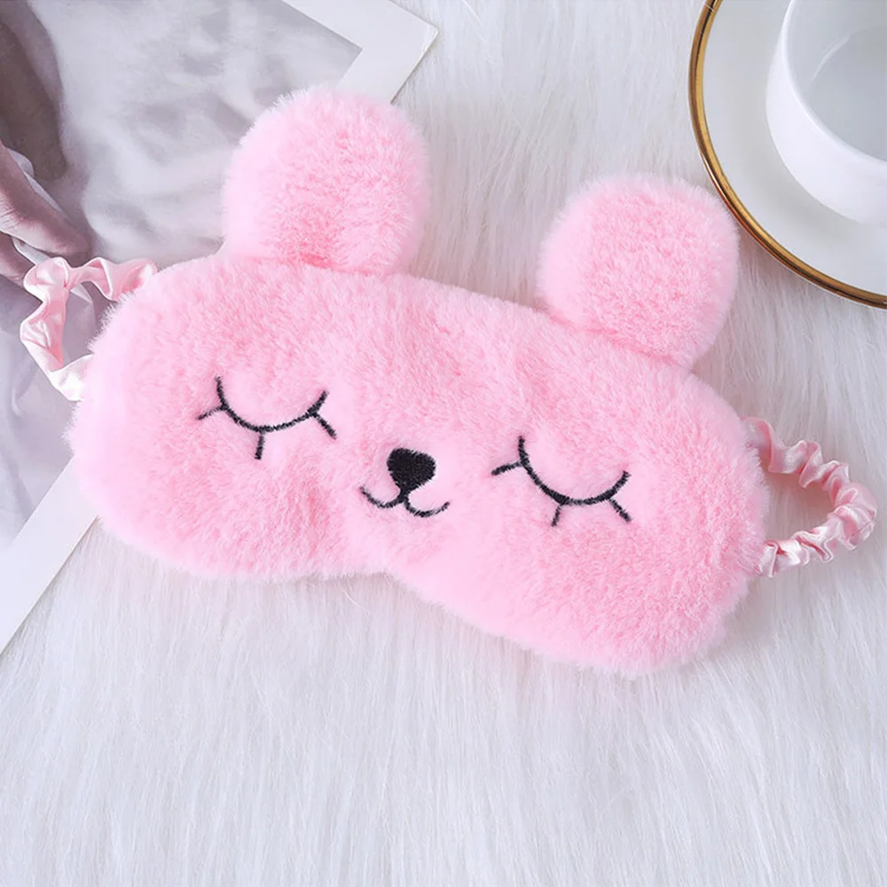 Cartoon Plush Eyes Closed Rabbit Sleep Eye Mask Cute Sleeping Eye Patches Night Dream Eye Covers Soft Lightproof Silky Eye Mask