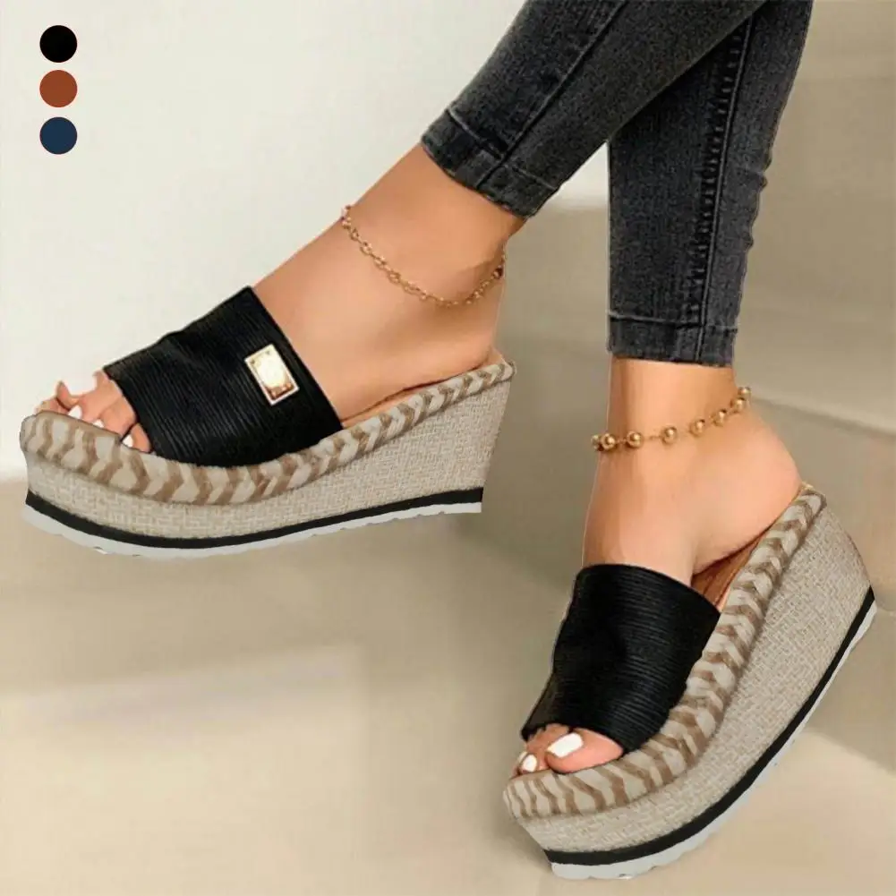 Anti-skid Sandals Platform, Platform Wedge Sandals, Women's Daily Wear Footwear Anti-slip Sole Design Ensures Stable Walking