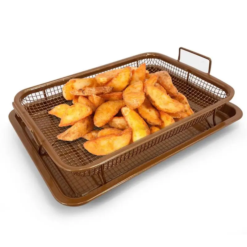 

Air Fryer Trays Crisping Basket Deep Fryer Parts Baking Pan For Fried Sticks Pizza,Bacon Chicken Wings Chicken Steaks Vegetable