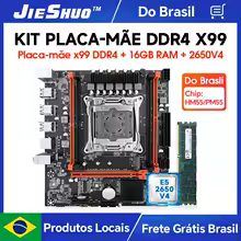 JIESHUO Kit Xeon X99 Placa-mãe H55 DDR4 USB 2.0 M.2 NVMe Slot Compatível com LGA2011-3 E5 2650 v4 – Brasil