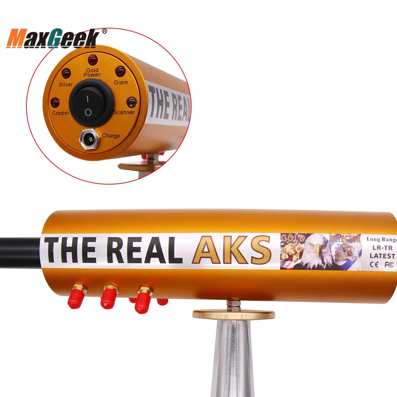 Maxgeek The Real AKS Long Range Professional Metal Detector 6 Antennas Underground Gold Detector Search Range 1200M Depth 14M