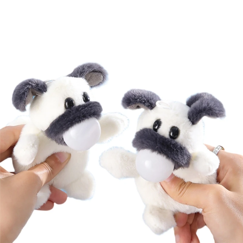 Stuffed Puppy Cartoon Hand Squeeze Keychain for Student Pressure Release