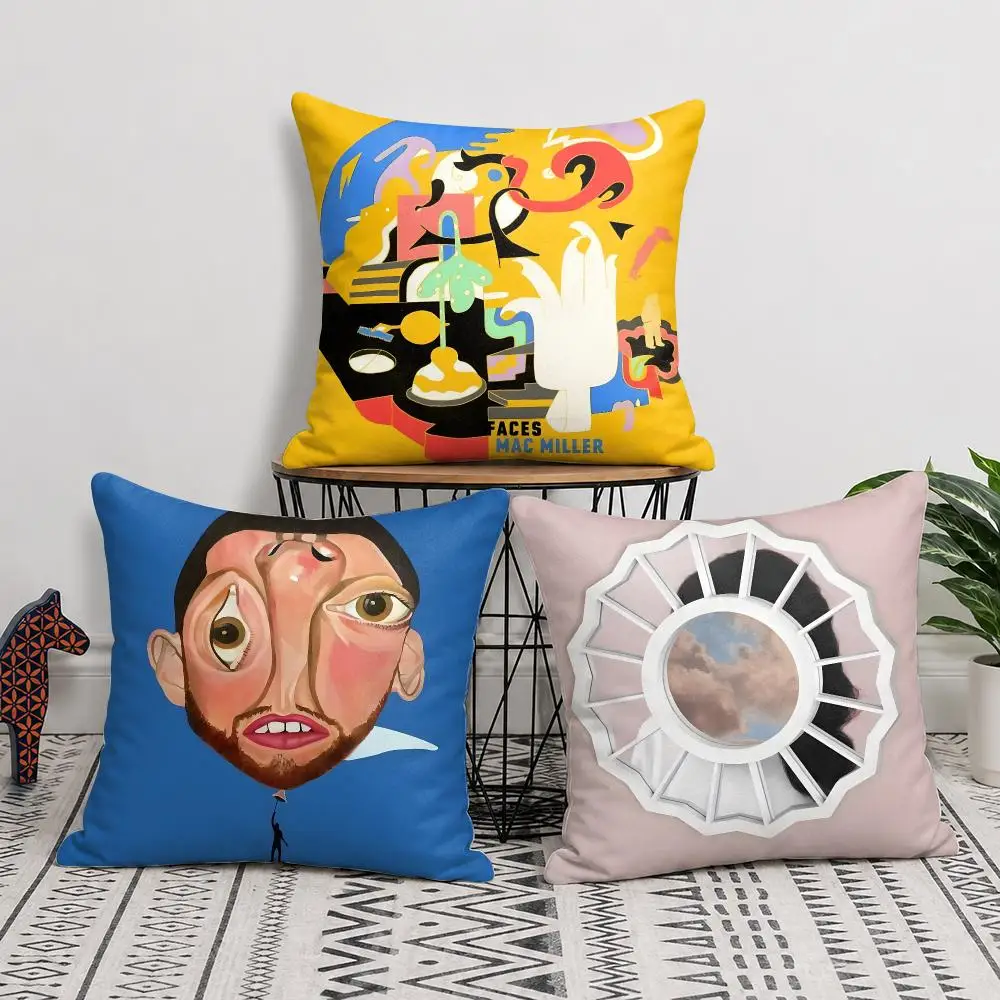 Popular Singer M-Mac Miller Cushion Cover Double-Sided Plush Sofa Cushion Covers Organic Breathable Invisible Zipper
