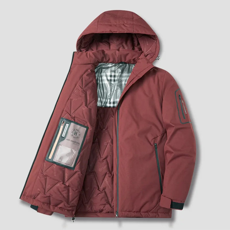 Parka coupe-vent à capuche pour hommes, Parkas décontractés chauds, Pardessus CombMan, Poignées de vêtements d'extérieur, Vestes à chapeau amovibles, dehors de plein air masculin Plus S-6XL