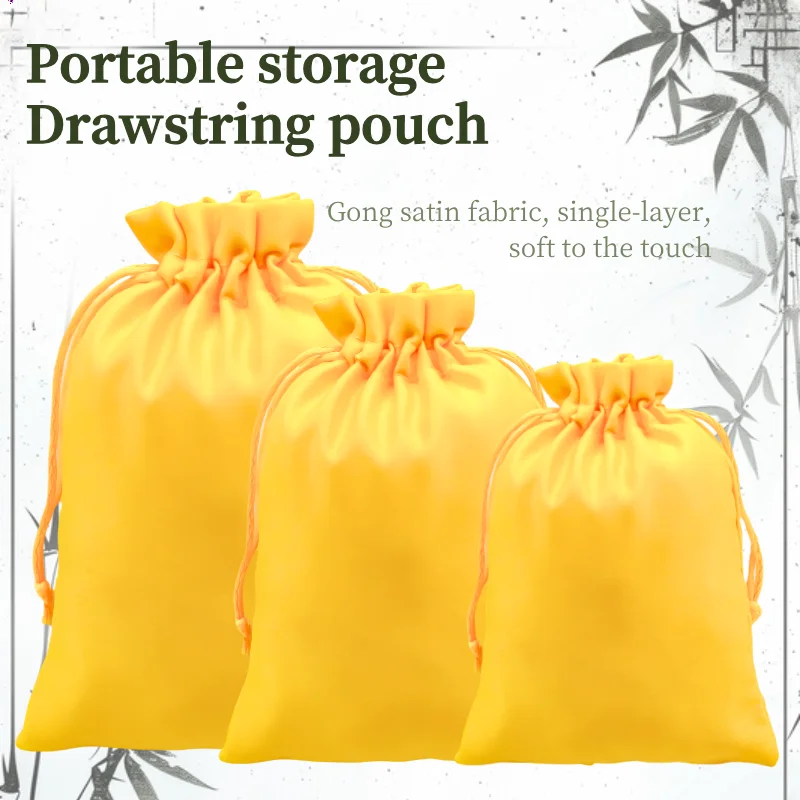 

Chinese-style Pure Yellow Tribute Cloth Bag An Ecofriendly Portable Drawstring Bag For Gifting Jewelry And Accessories