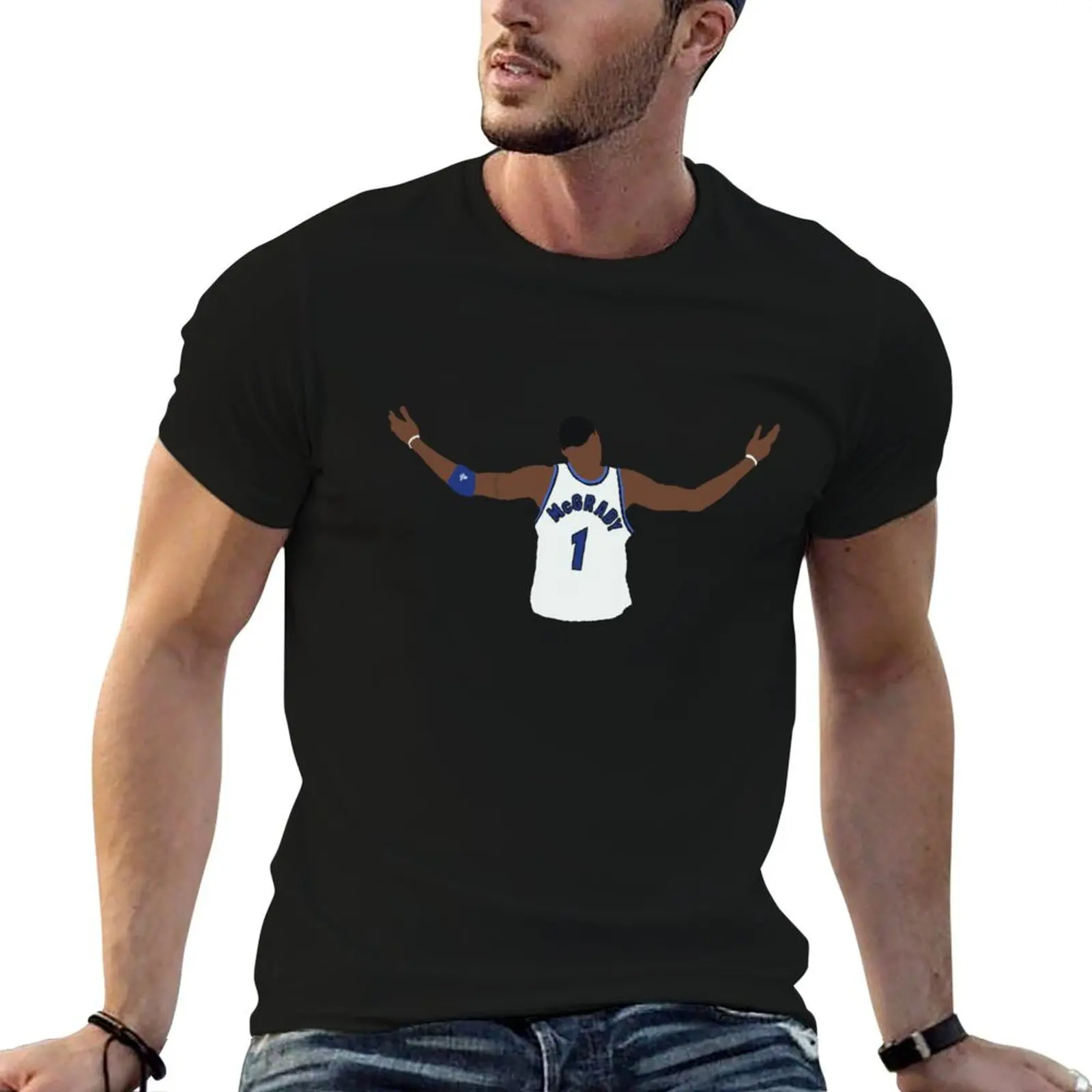 Tracy McGrady Celebration T-Shirt Basic Solid Color Short Sleeve T-Shirt