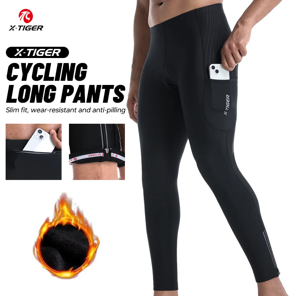 X-TIGER Winter Radhose Gesäß tasche 5d Gel gepolsterte Männer Fleece Sport warme lange Hosen MTB Road Ski Motorrad Fahrrad hose