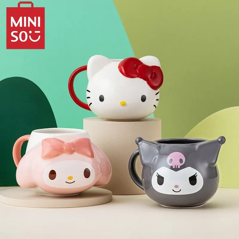 MINISO Sanrio Kuromi creative fun embossed mug blanket bear Yukui dog cute soft cute shaped ceramic mugs