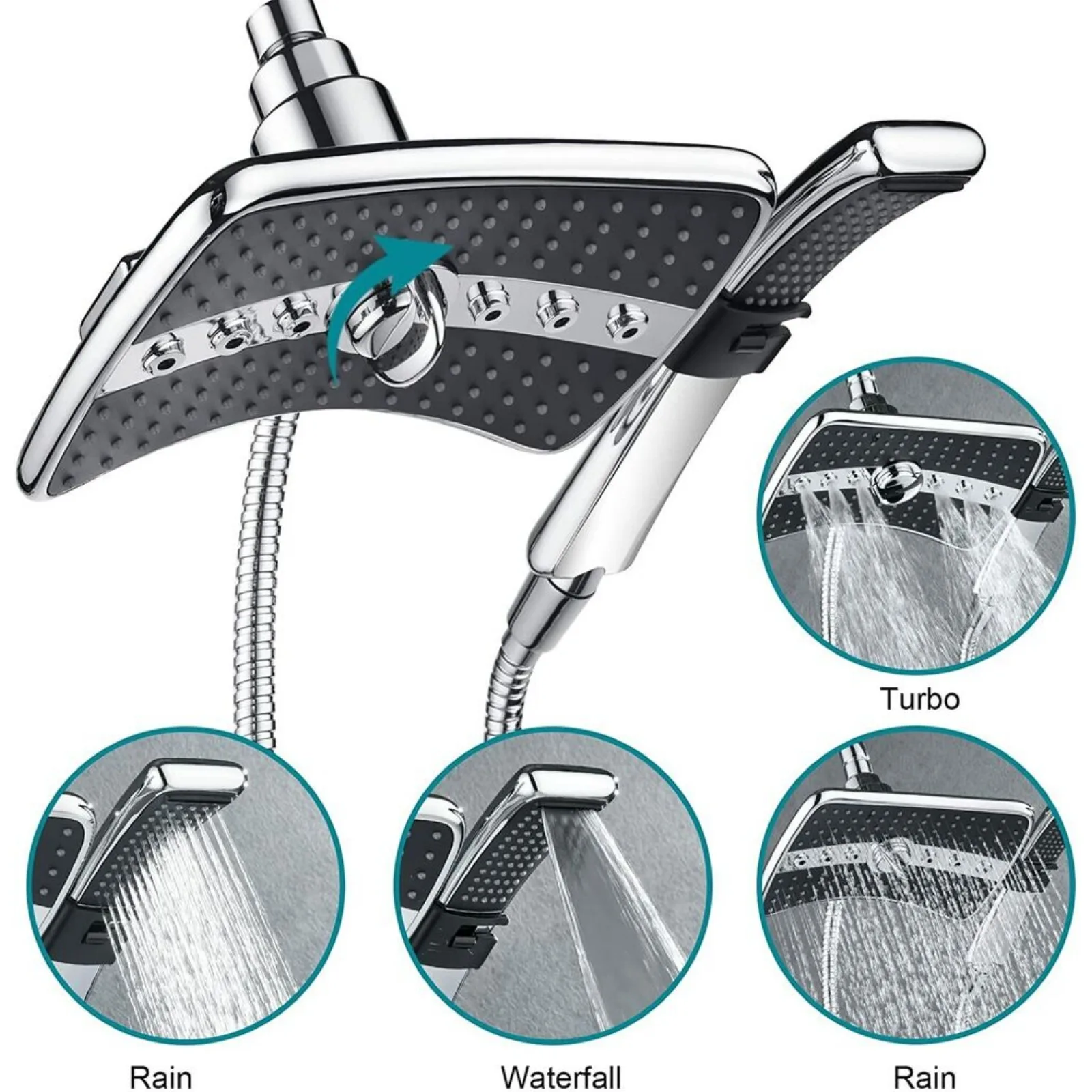 US Bright Showers Multifunctional Rain Chrome Shower Head Combination PSS3919-01-