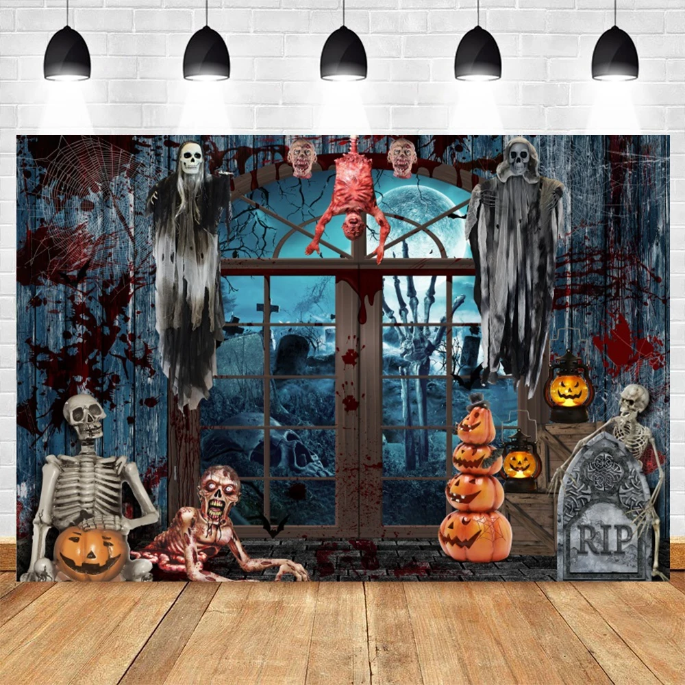 Halloween Party Photography Backdrop Horror Night Scary Castle Ghost Pumpkin Moon Forest Home Decor Portrait Photo Background