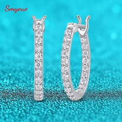 Smyoue 1.7mm D Color Moissanite Hoop Earring for Women Full Diamond 925 Sterling Silver Jewelry Christmas Gift with Certificate