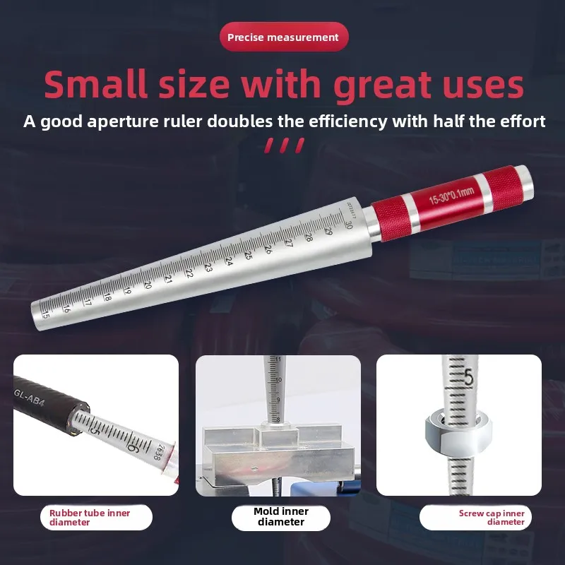 

Hole inner diameter plug gauge round cone scale Quick measurement orifice diameter porthole through-hole rubber tube 0.1mmtools