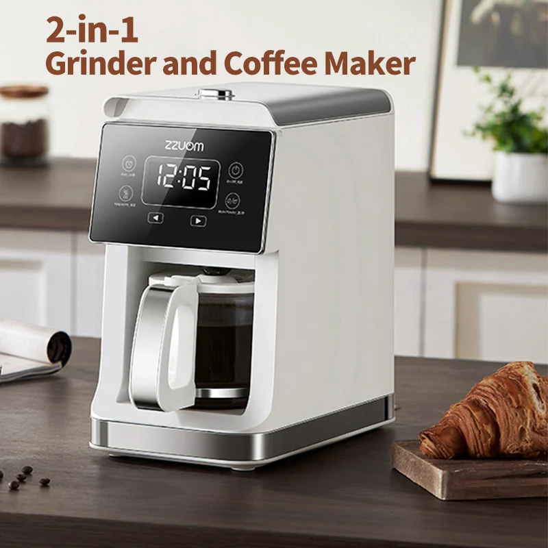 

American coffee machine，Fully automatic American grinding drip coffee machine 2-in-1，Coffee beans or coffee powder can be used