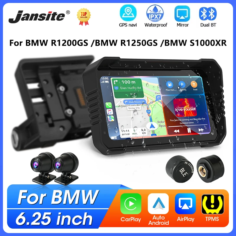 شاشة Carplay مقاس 6.25 بوصة لسيارة BMW Moto Navigation اللاسلكية Android Auto IPX7 مقاومة للماء لسيارات BMW R1200GS/ R1250GS/ R1300GS /S1000XR