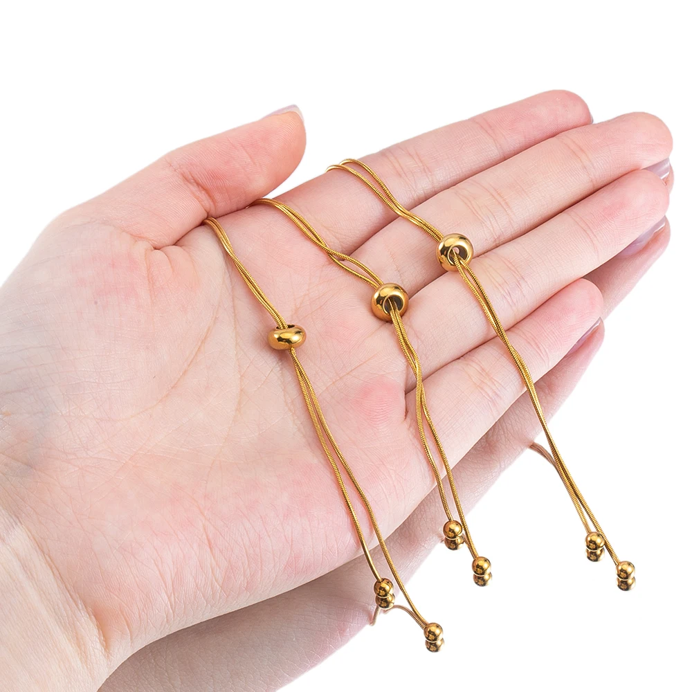 5pcs 3pcs Stainless Steel Adjustable Slider Bracelet Snake Chains for Jewelry Making DIY Metal Loops Connector Pendants Findings image 5