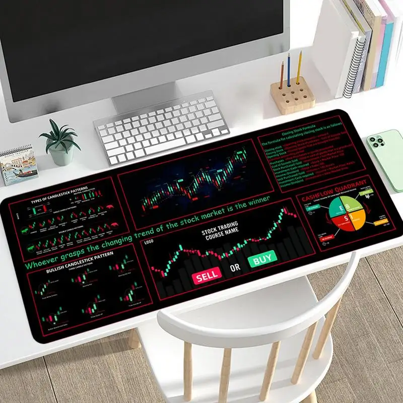 대형 책상 카드 놀이 패드 마우스 패드, 주식 마켓 데이 트레이더 키보드 매트, 남녀공용