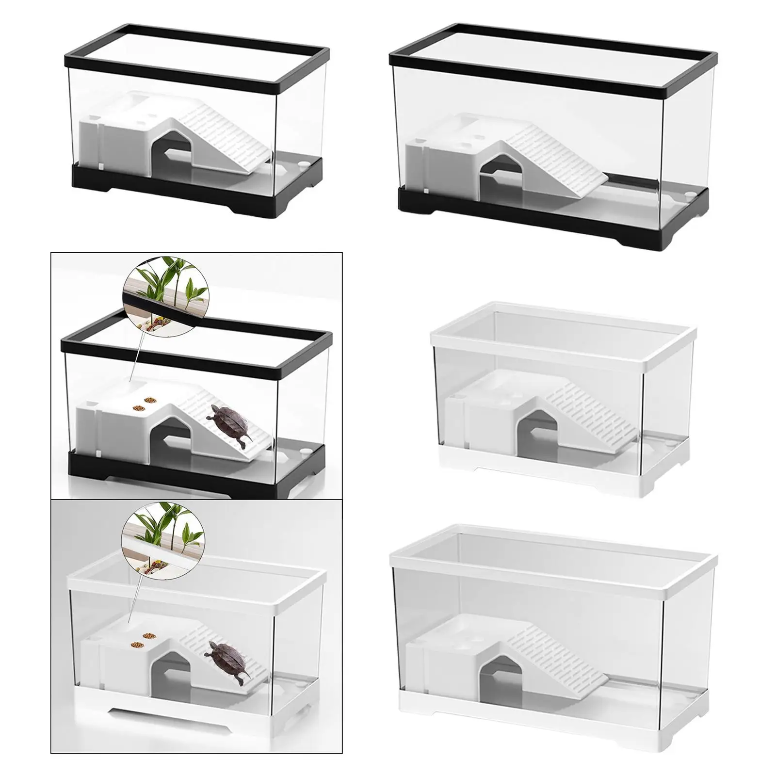 Turtle Tank Aquarium Tortoises Case Hatching Area Basking Ramp Accessories Box Turtle Terrarium Turtle Habitat Pets Accessory